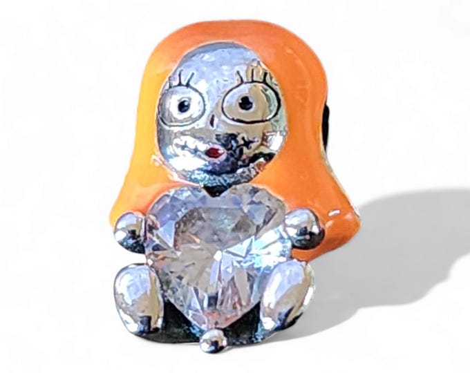 Sterling Silver Nightmare Before Christmas Charm For Bracelet, Sally Charm, Slider Charm