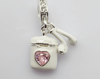Sterling Silver Earbud Case Charm, Fits Pandora, Earbud Case, Charm Bracelet, Gift for Her, Earphone Charm
