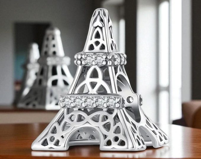 Sterling Silver Eiffel Tower Charm, Sterling Silver Charm, Fits Pandora Bracelet, Travel Gift, Paris Present, Charm for Bracelet,
