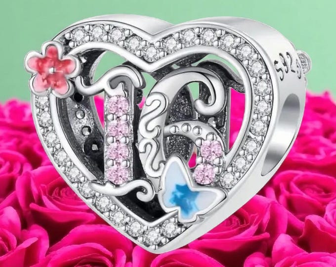 Sweet 16 Charm for Pandora Bracelet, Sterling Silver Pendant, Fits Pandora, Slider Bead, Sweet 16, Number 16