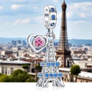 Sterling Silver Eiffel Tower Charm, Sterling Silver Charm, Fits Pandora Bracelet, Travel Gift, Paris Present, Charm for Bracelet