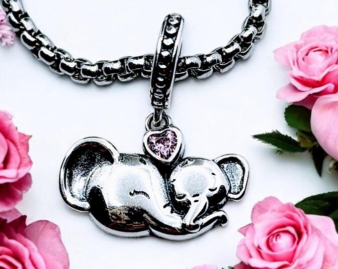 Sterling Silver Jewelry, Gift for Mom, Mother's Day, Jewelry, Animal Present, Elephant Charm, Fits Pandora Bracelet, Mom and Baby Charm