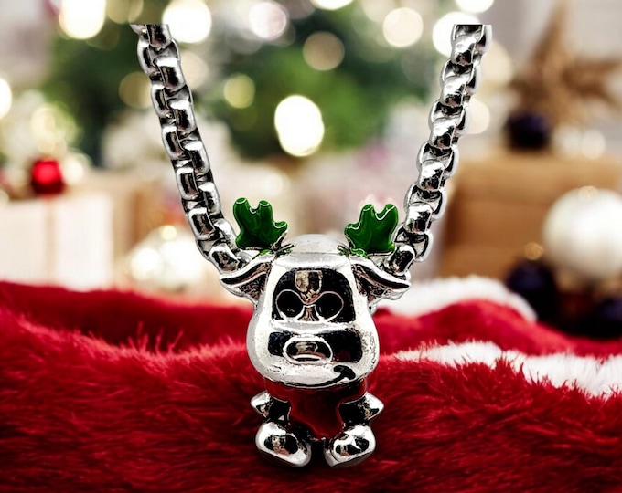 Sterling Silver Reindeer Charm, Sterling Silver Charm, Fits Pandora Bracelet, Silver Charm, Christmas Charm, Christmas Jewelry, Christmas