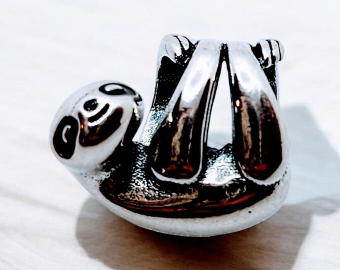 Sterling Silver Sloth Slider Charm: "Good Things Take Time"