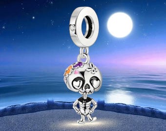 Sterling Silver Dancing Skeleton Charm, Skeleton Charm, Fits Pandora