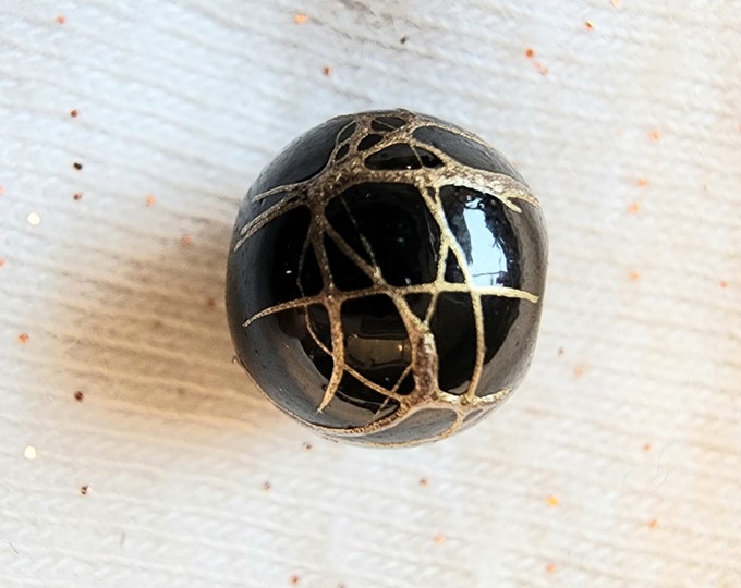 Black & Gold Painted Loose Beads