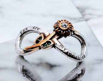 Sterling Silver Infinity Sunflower Charm, Infinity Charm, Slider Bead, Fits Pandora, Sunflower Charm