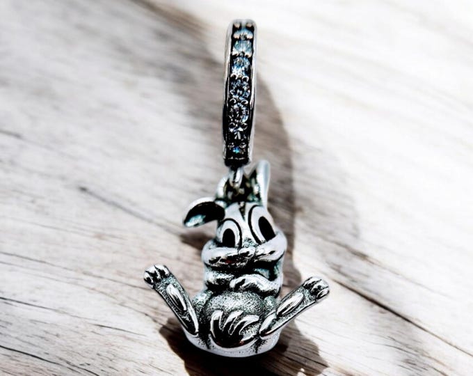 Sterling Silver Bunny Charm, Sterling Silver Charm, Gift for Her, Fits Pandora Bracelet, Sterling Silver Necklace, Sterling Silver Jewelry