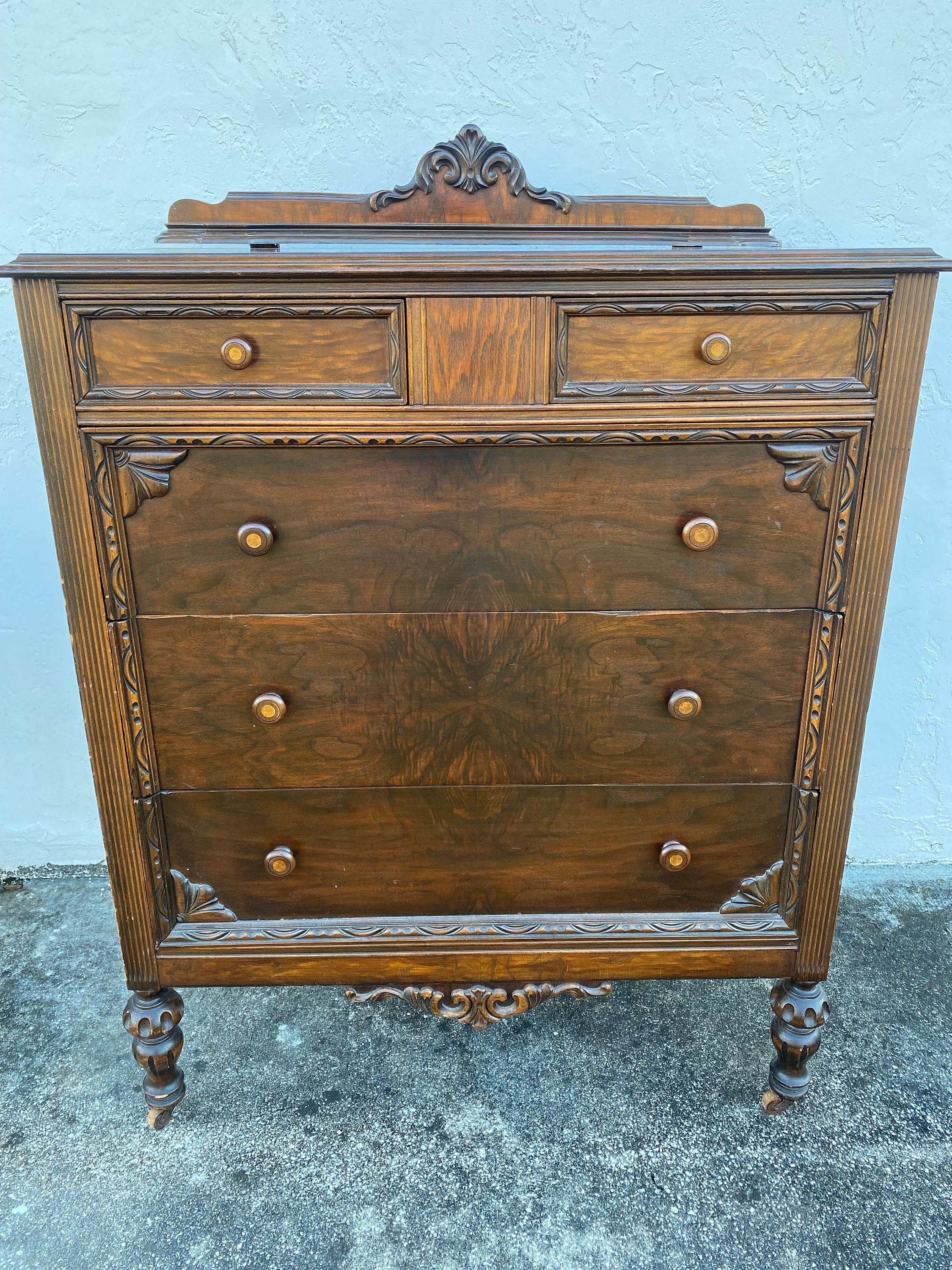 Rare Antique 1920's Ladies 3-piece Mirrored Dresser Set With Tall ...