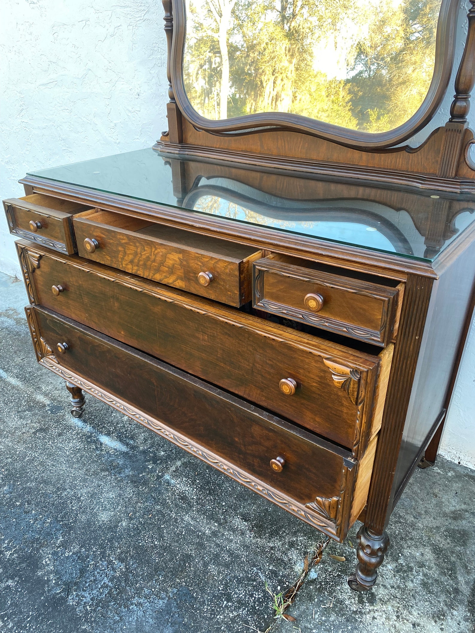 Rare Antique 1920's Ladies 3-piece Mirrored Dresser Set With Tall ...