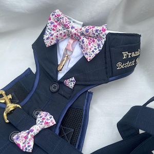 Traje para cães no dia do casamento, conjunto com coleira para cães, traje especial para cães em ocasiões especiais - feito sob encomenda para o seu cão, cão porta-alianças.