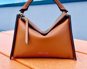 Leather Designer Handbag in Brown - Genuine Luxurious Fashion Bags with Top Handle, Hot Sale! Gifts for Her and Him, Adjustable Crossbody.