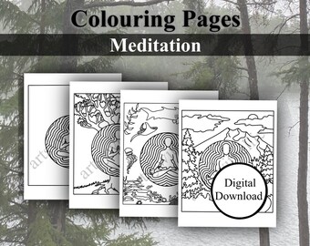 Meditation Colouring Pages - Digital Download - 24 Pages - Letter Size
