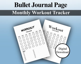 Monthly Workout Tracker Bullet Journal Page - Digital Download - Printable Tracker