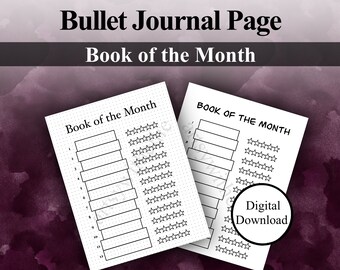 Book of the Month - Monthly Book Rating - Bullet Journal Page - Digital Download - Printable Tracker