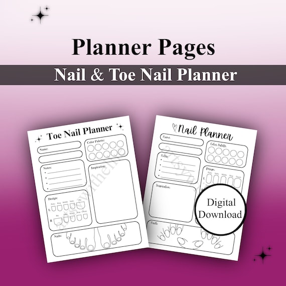 Nail Design Planner- Toe Nail Design Planner - Design Planner - Digital Download - Printable Planner