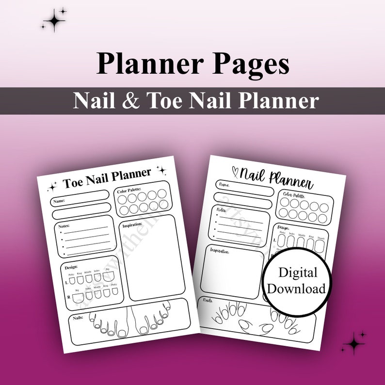 planner page. nail and toe nail planner.