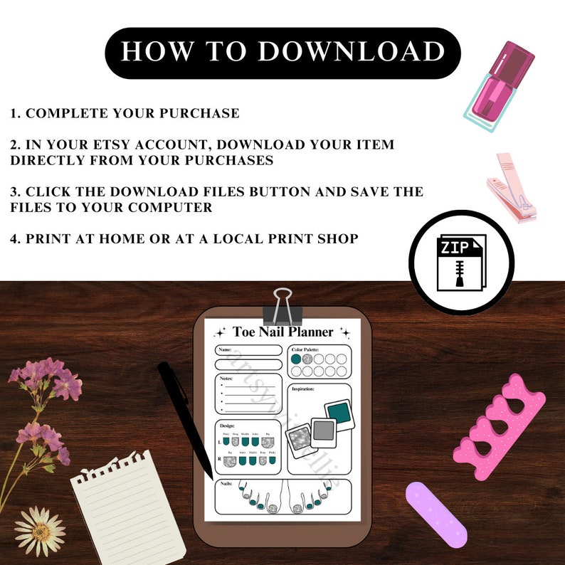 How to download:
1. Complete your purchase
2. In your Etsy account download your item directly from your purchases
3. Click the download files button and save the files to your computer
4. Print at home or at a local print shop