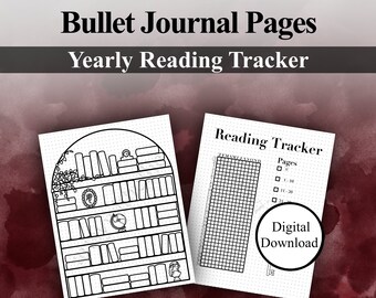 Reading Tracker- Yearly Reading Tracker - Bullet Journal Page - Digital Download - Printable Tracker