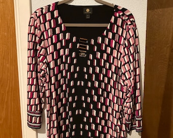 Abstract roze en zwarte blouse JM Collection