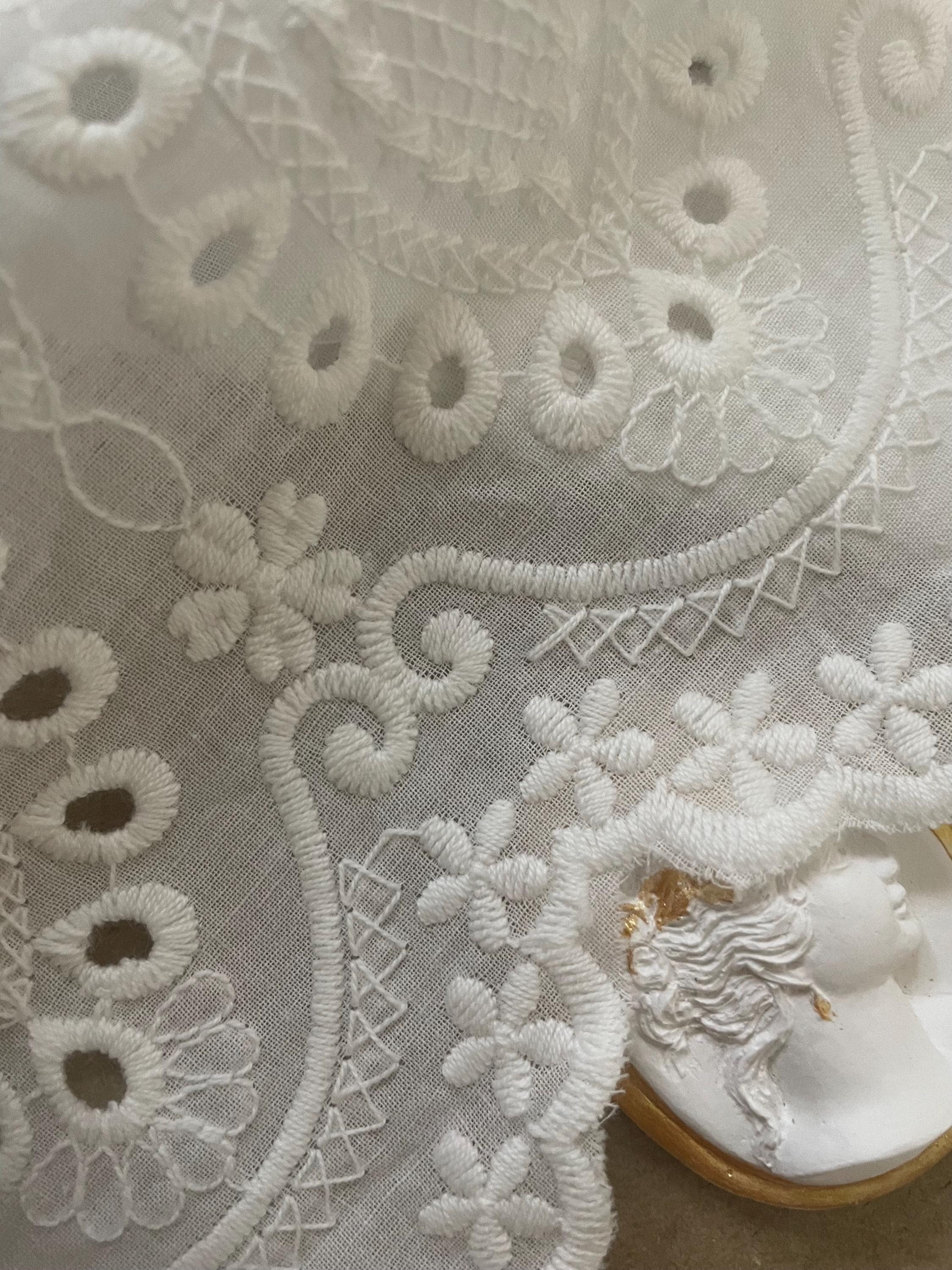 10” Wide Embroidered Eyelet Lace, Scalloped Floral Trim, Sewing and ...