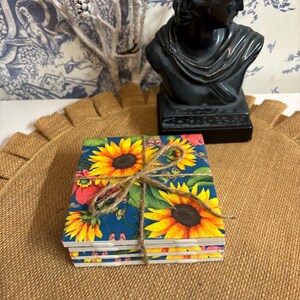 Vibrant Sunflower Tile Coasters, home decor