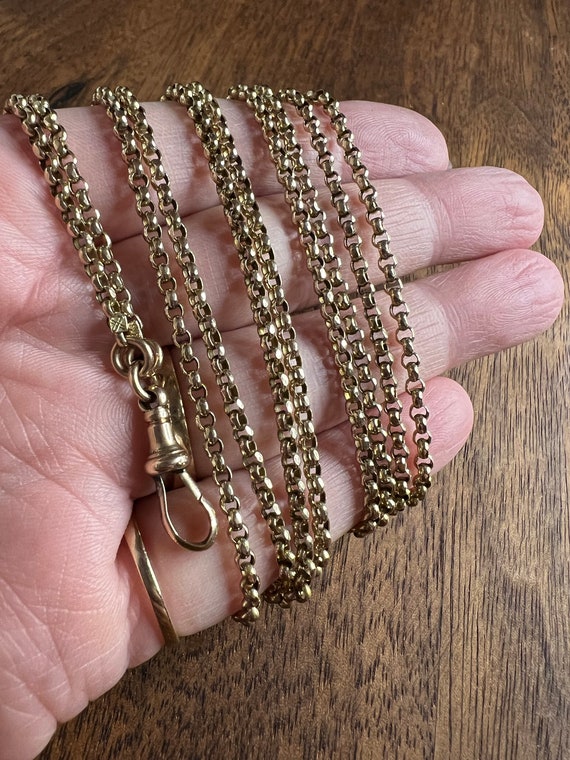 Antique Victorian 9k Long Guard / Muff Chain with… - image 3