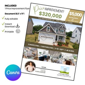Real Estate Price Improvement 8.5" x 11" flyer - Canva Digital Template