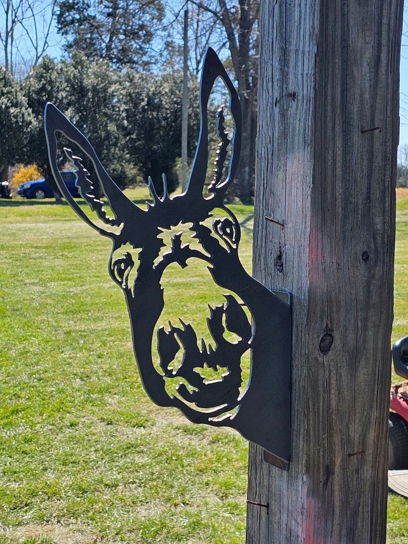 Mule Fence Post Sign Metal Art