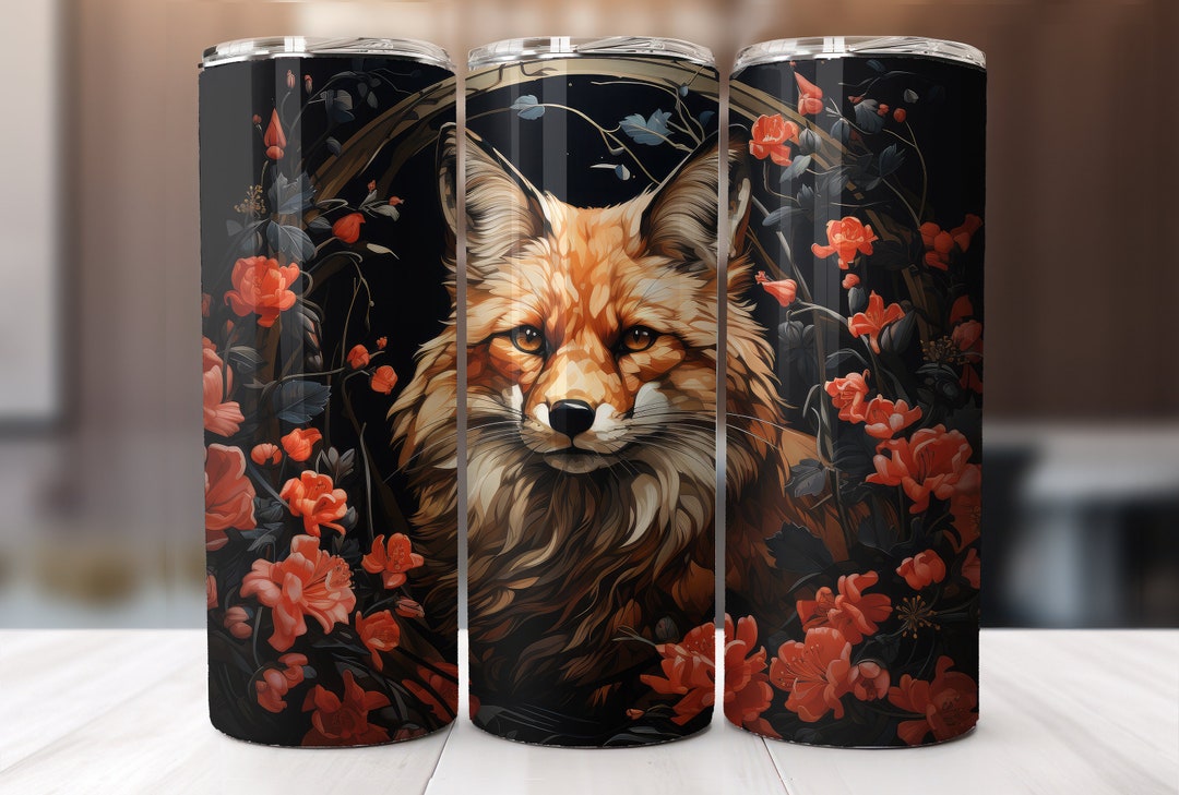 Fox Floral 20 Oz Skinny Tumbler Sublimation Design, Digital Download ...