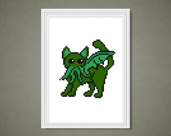 Cathulhu Cat Cross Stitch Pattern, Cthulhu, Lovecraft, PDF Pattern, Instant Download