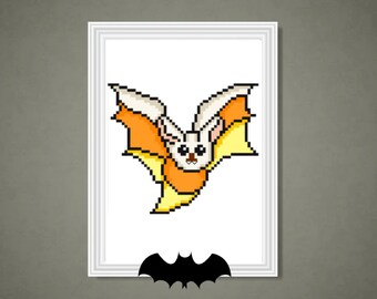 Candy Corn Bat Cross Stitch Pattern, Halloween, Spooky, PDF Pattern, Instant Download