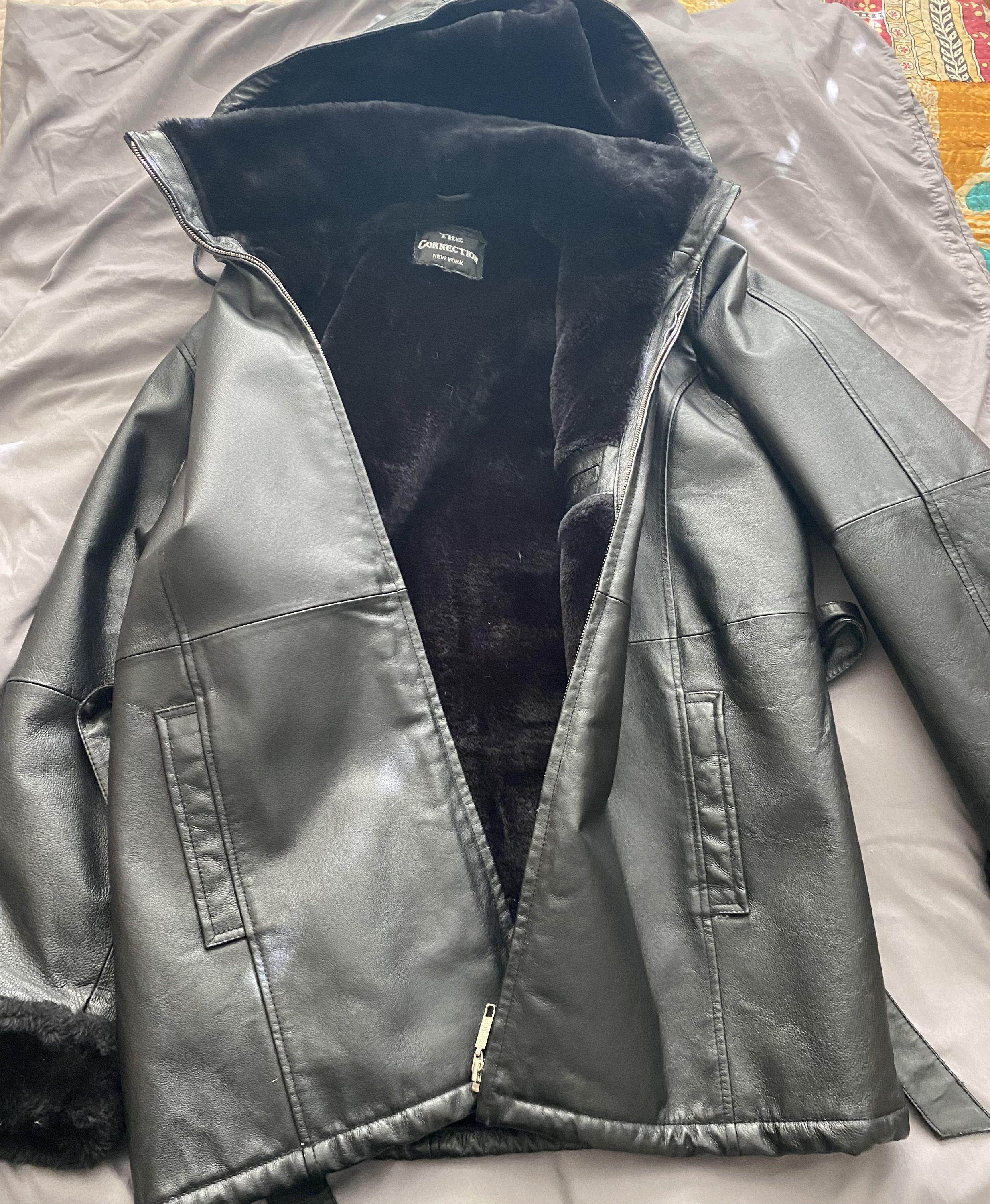 The Connection New York Black Genuine Hooded Leather Unisex