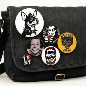 Retro Pulp Horror Pin Set, Cult Movie Buttons, Goth Punk Badges (25% off 5+)