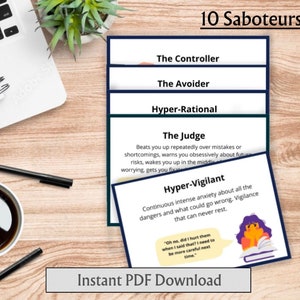 10 cartas de sabotador | Voz Interna | Cartões de treinamento | Ferramentas de treinamento | Download instantâneo | Desenvolvimento Pessoal | Amor próprio | Digitais | PDF