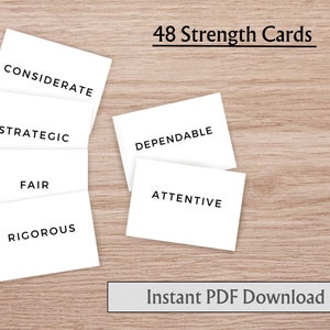 Tarjetas de Fuerza / Tarjetas de Fuerza de Coaching / Herramientas de Coaching / Psicología Positiva / Amor Propio / Imprimibles / Descarga Instantánea / PDF