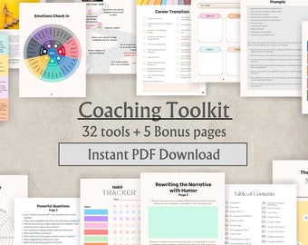 Kit di strumenti per il coaching / Fogli di lavoro per coach / Pacchetto / Life Coaching / Sviluppo personale / Pagine digitali / Strumenti interattivi / File PDF / A4