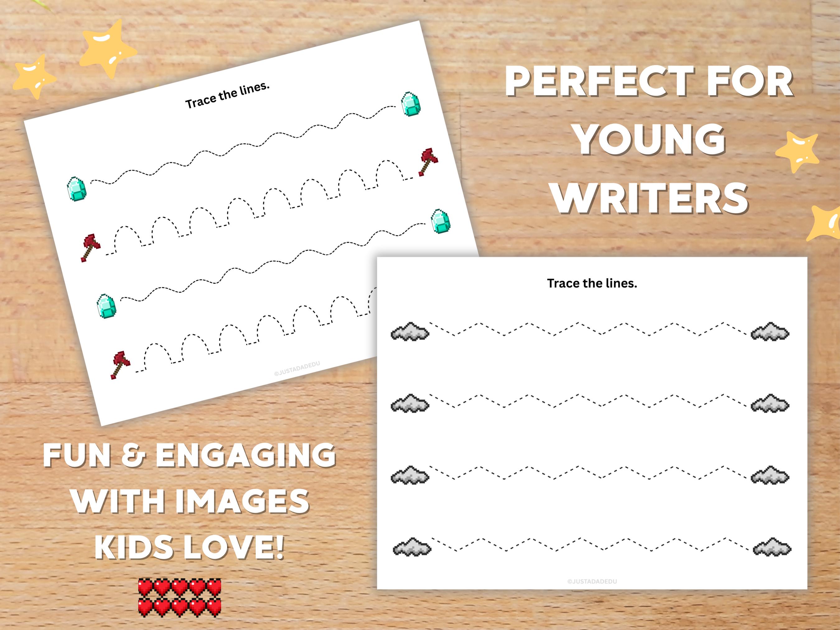 Minecraft Tracing Worksheets Printable | Preschool & Kindergarten ...