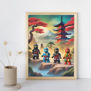 Arte de parede ninja para impressão – Decoração de quarto de meninos – Pôster digital para download – Inspirado em Ninjago – Arte de parede para quarto infantil