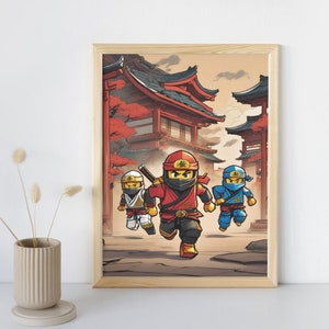 Arte de parede ninja para quarto de meninos - Pôster ninja - IMPRESSÃO DE ARTE DIGITAL - Decoração de parede para meninos - Arte de parede infantil - Download instantâneo
