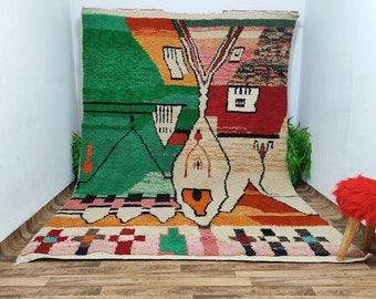 ERSTAUNLICHER MAROKKANISCHER GRÜNER Teppich - Handgemachter Berber Teppich im Boho-Stil für Wohnzimmer