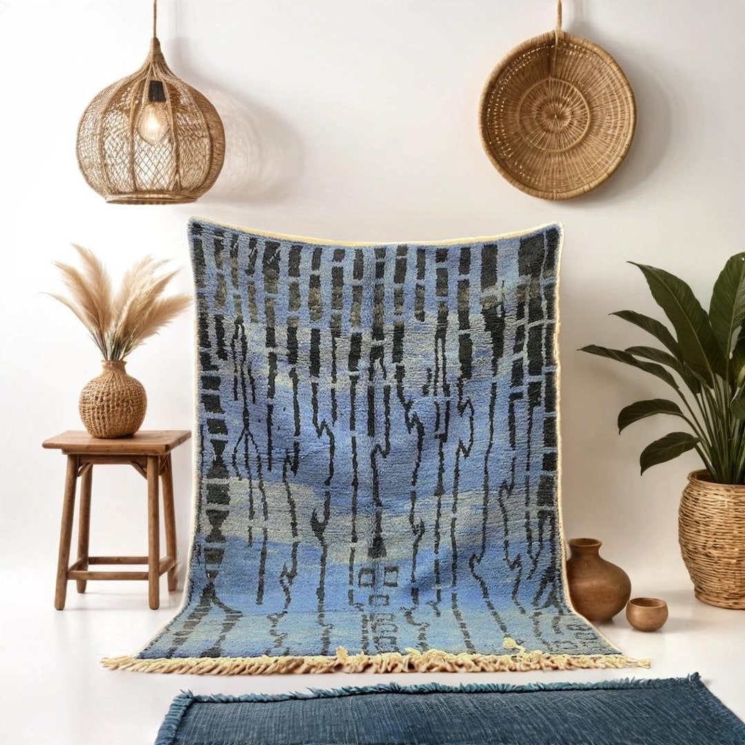 Abstract Indigo Rugs Anthropology Wall Art Custom Rug Abstract, Bedroom Rug Indigo Blue ...