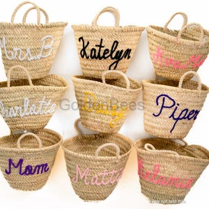 Personalized straw moroccan Custom beach bag,Bridal shower bags basket Customized straw bagsstraw tote, embroidered bags ,