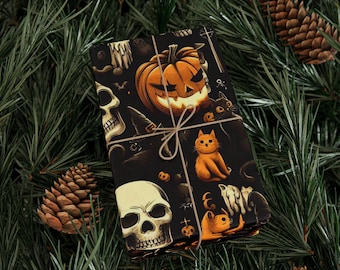 Halloween wrapping paper roll - Halloween party Supplies-Back to school -Spooky Halloween Gift Wrap-Haunted & Magical Designs wrapping paper