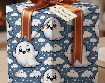 Papel de regalo de Casper Ghost - Papel de regalo espeluznante de Casper para Halloween - Artículos para fiestas de Halloween de Casper Ghost - Papel de regalo de Casper - Decoración de Halloween de Casper