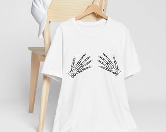 Halloween Skeleton Hands Chest Tee - Spooky Skeleton Shirt - Skeleton Costume - Funny Creepy Halloween Shirt - Halloween Skeleton Hands Top