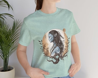 Diseño de camiseta con arte de Avatar Neytiri - Camiseta de fantasía tribal de Avatar - Ropa inspirada en Avatar - Arte fantástico de Avatar - Camiseta unisex de Avatar Neytiri