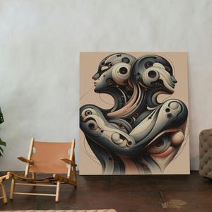 Contemporary Canvas Painting: Embrace of Love - Romantic Artwork of Two Bodies Hugging - Intimate embrace painting - Wall Art for couples