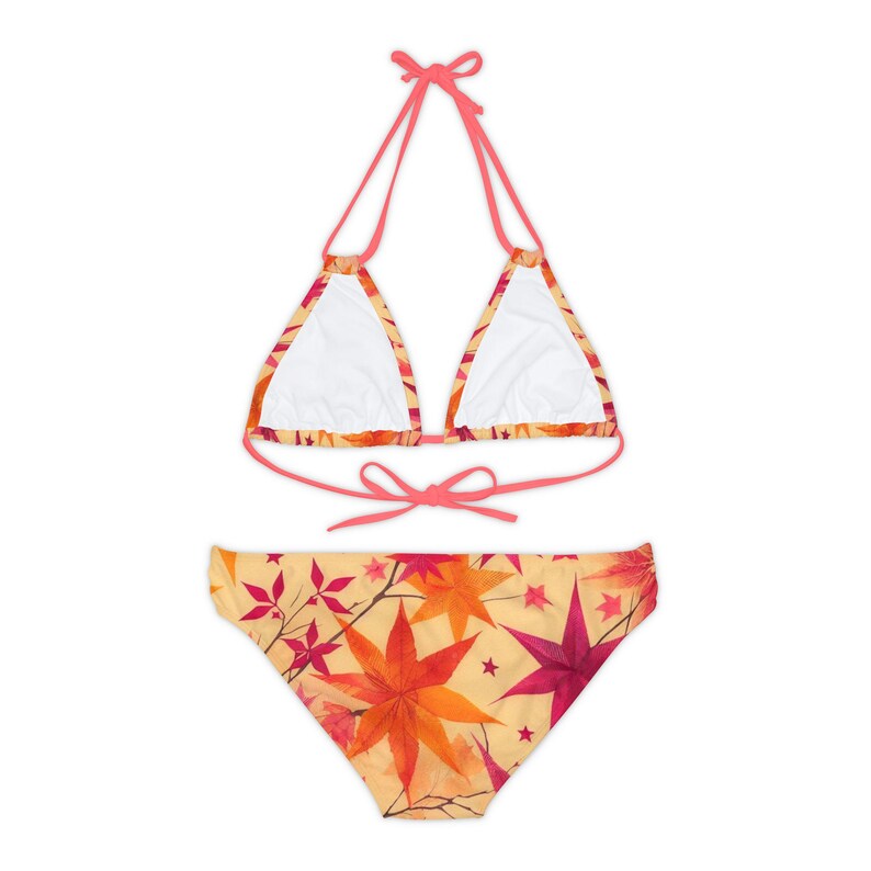 Stars Bikini - Rave Bikini Set - Bikini Set für Teenager - Orange & Fuchsia Riemchen Bademode - Sommer Bademode - Fuchsia Bikini - Braut Bikini Bild 8