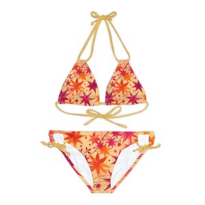 Stars Bikini - Rave Bikini Set - Bikini Set für Teenager - Orange & Fuchsia Riemchen Bademode - Sommer Bademode - Fuchsia Bikini - Braut Bikini Bild 9